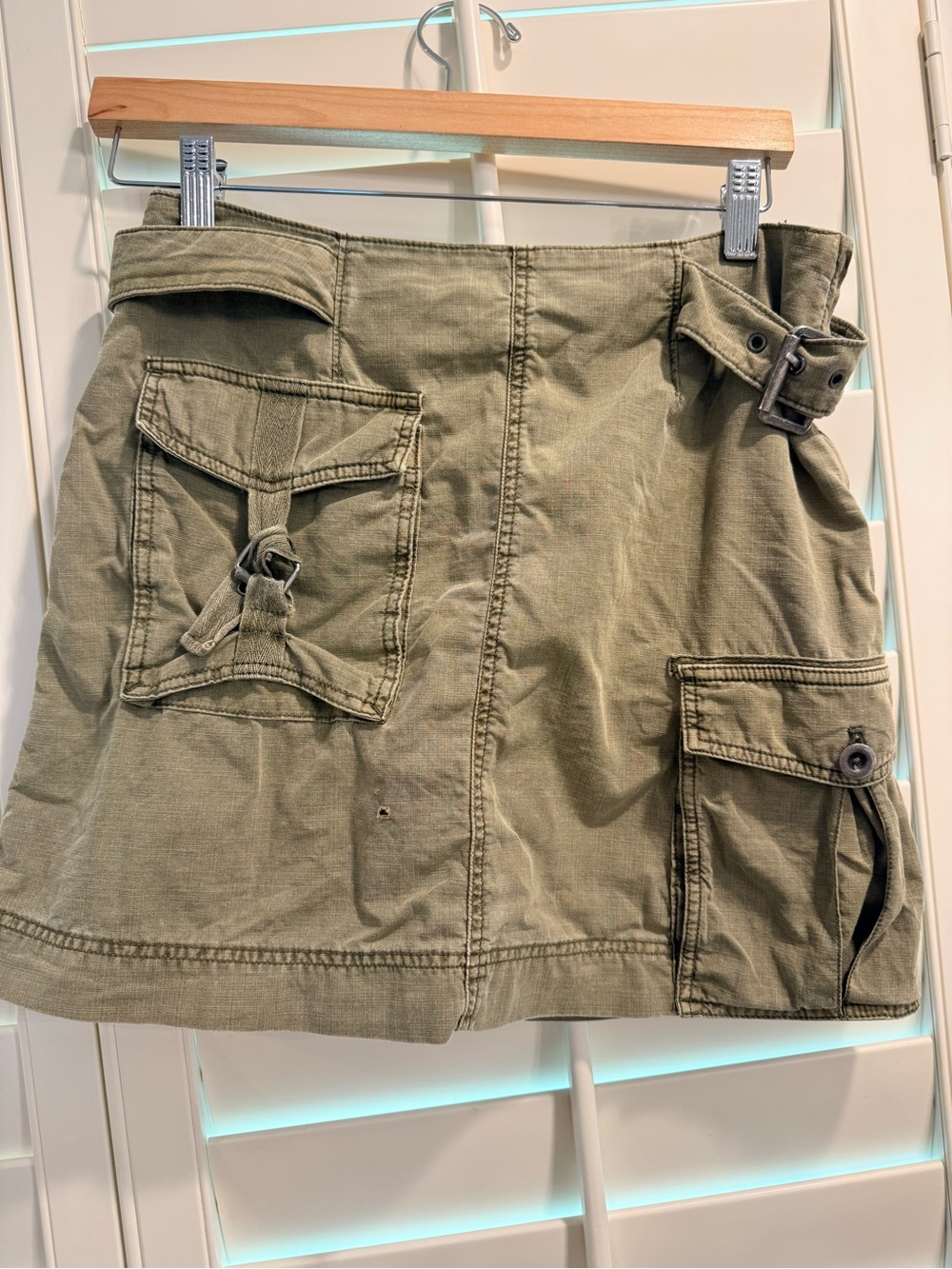 Free People olive green mini skirt with utility details